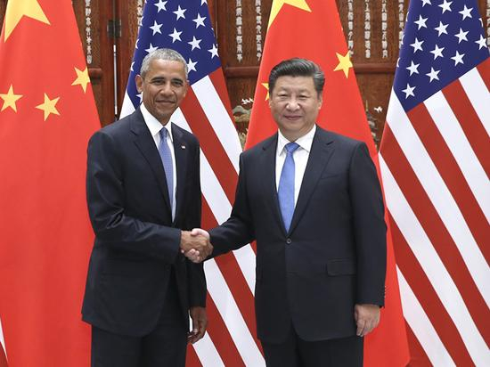 9月3日，国家主席习近平会见美国总统奥巴马。庞兴雷 摄