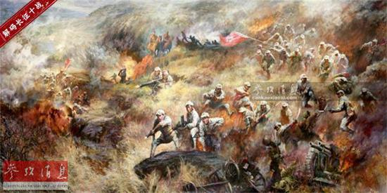 资料图：描绘直罗镇战役的画作。