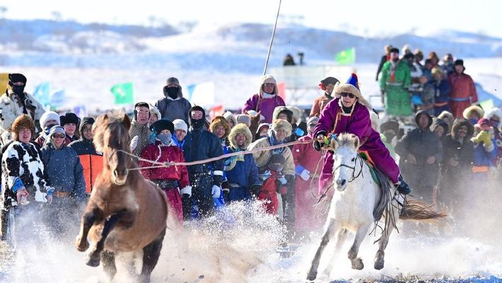 内蒙古锡林郭勒：蒙古马扬蹄踏雪 牧民扬鞭飒英姿