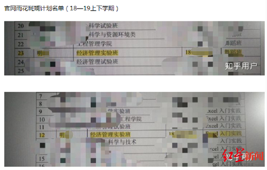 ↑南京大学“雨花斑斓成长计划”培训课程学生名单