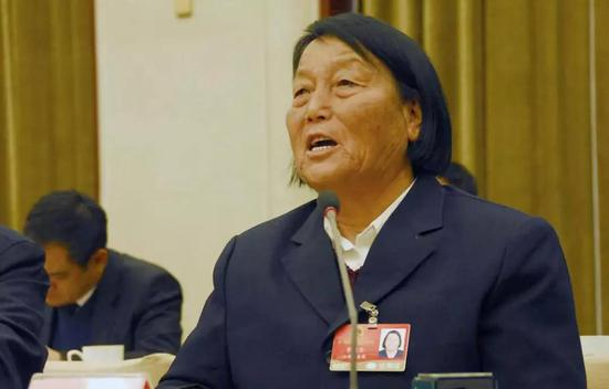  △图为全国人大代表申纪兰在审议政府工作报告时发言。图片来源：新华网