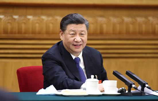 △2021年3月5日，习近平总书记参加十三届全国人大四次会议内蒙古代表团的审议。