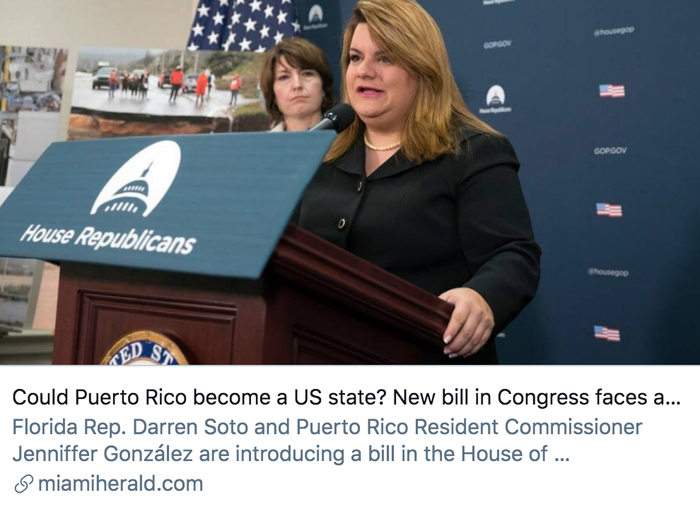 波多黎各能成为美国的一个州吗？国会的新法案面临着一场艰苦斗争。/&nbsp;《迈阿密先驱报》报道截图