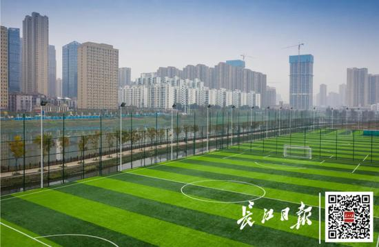  航拍玉龙路足球中心。记者任勇 摄