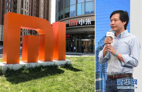 拼版照片：左图为位于中关村清河地区的小米总部（2017年5月10日摄）；右图为小米科技董事长兼CEO雷军（2015年6月2日摄）。2017年，小米集团收入跨过1000亿大关。 新华社记者罗晓光摄