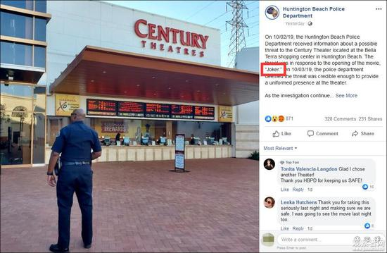  亨廷顿海滩警方发布的通报&nbsp;&nbsp;图源：脸书