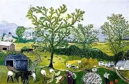  △彩虹，1961年。摩西奶奶101 岁。她的最后一幅画作。