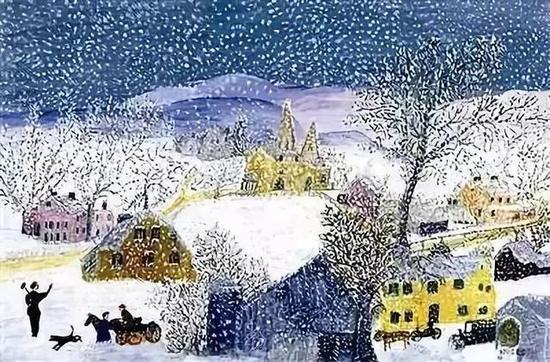  △去滑雪橇，1960 年。摩西奶奶100岁。