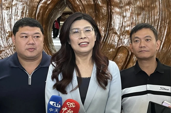 　郑丽文（中）强调，反对增加防务预算。（图片取自台媒）