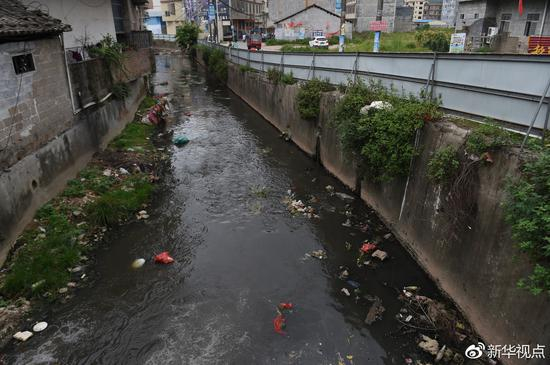 6月7日，博白县西城汽车客运站附近的污水沟。