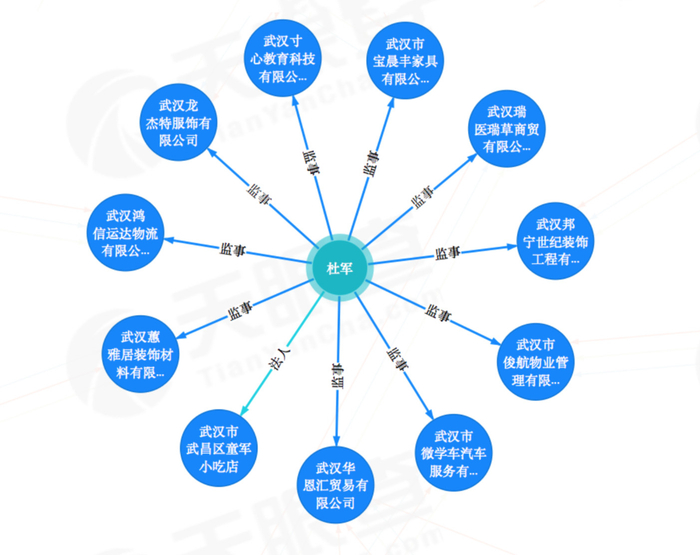杜军名下11家公司。&nbsp;&nbsp;&nbsp;&nbsp;天眼查APP截图