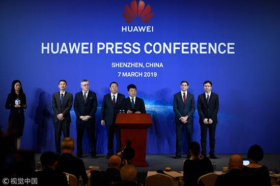 （3月7日华为新闻发布会现场，图片来源@视觉中国）