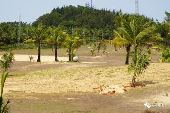 　　海南明日香高尔夫乡村俱乐部内的球场现状。球场已成型，但草坪暂未达标。 &nbsp;《等深线》记者 &nbsp;程维 摄