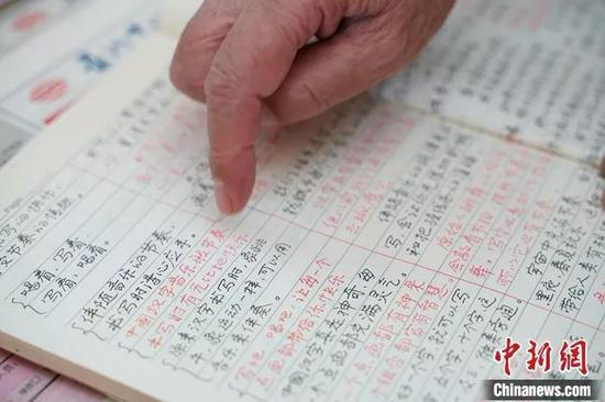  庞中华记录下的书法心得。马嘉伦 摄