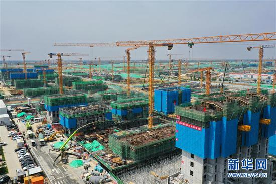 这是雄安新区容西片区建设现场（2021年7月3日摄，无人机照片）。新华社记者 杨世尧 摄