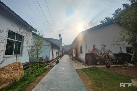 夕阳之下的村中小路（央广网记者 王一凡 摄）