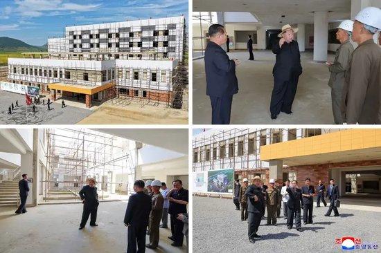9月12日，金正恩视察龙冈郡医院建设工地。