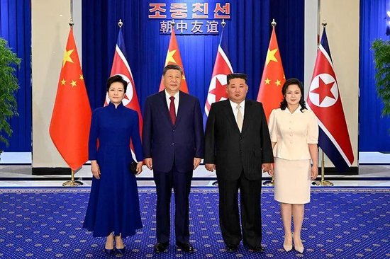 △2026年6月8日，习近平总书记和夫人彭丽媛在平壤木兰馆出席欢迎宴会。