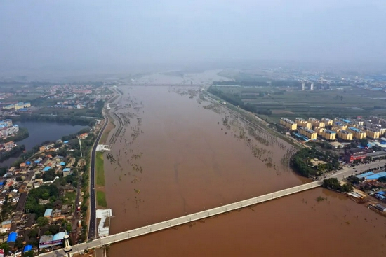 10‎月‎7‎日，受持续强降雨影响，汾河洪峰进入运城市境内首站新绛县。