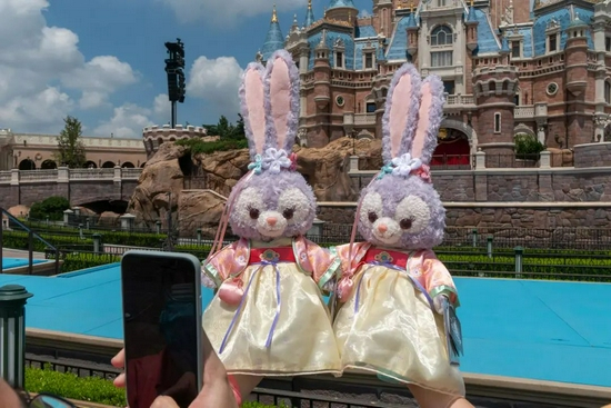  一位男孩子在上海迪士尼乐园抢购到了星黛露兔子图片来源：IC photo
