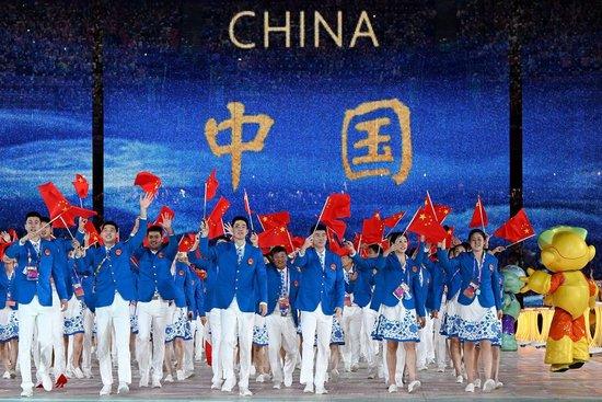  2023年9月23日，中国体育代表团在杭州亚运会开幕式上入场。新华社记者 宋彦桦 摄