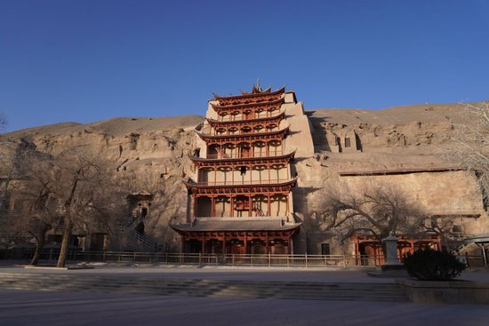  这是2024年1月22日拍摄的甘肃敦煌莫高窟。新华社记者 马希平 摄