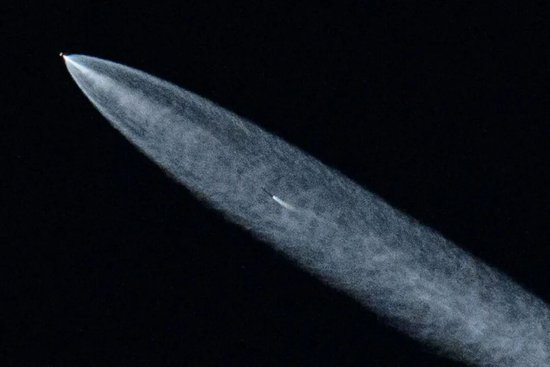  在美國加利福尼亞州朗代爾拍攝的照片顯示，搭載著“星鏈”衛星的星鏈“獵鷹9”火箭從範登堡太空軍基地發射升空。（法新社資料圖片）