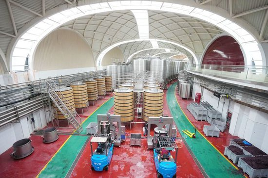 工作人员在宁夏银川市永宁县闽宁镇贺兰红酒庄酿酒车间工作（2025年10月14日摄）。新华社记者 王鹏 摄