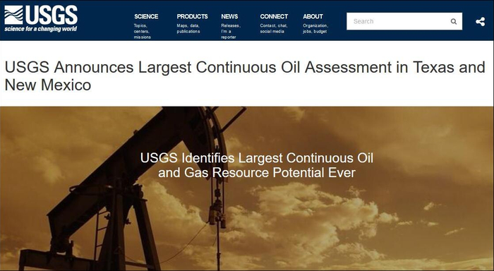 美国地质调查局网页截图