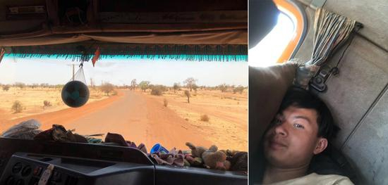  躲在卡车座位后面的夹层里，偷渡到马里