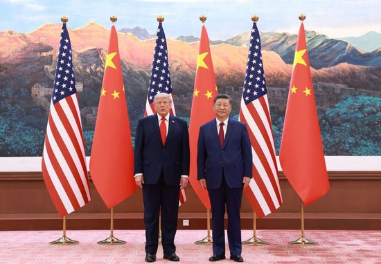 5月14日上午，国家主席习近平在北京人民大会堂同来华进行国事访问的美国总统特朗普举行会谈。新华社记者 丁林 摄