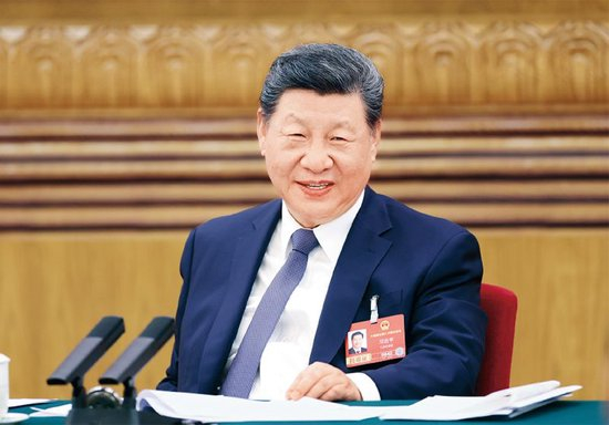 2026年3月5日下午，中共中央总书记、国家主席、中央军委主席习近平参加他所在的十四届全国人大四次会议江苏代表团审议。 新华社发 盛佳鹏/摄