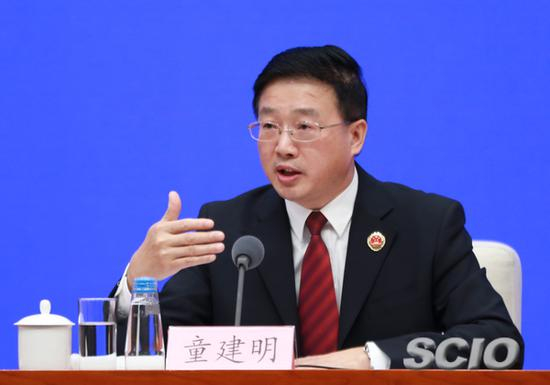  最高人民检察院副检察长、二级大检察官童建明（张馨 摄）