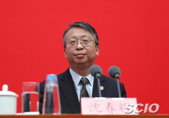 全国人大常委会法工委主任、港澳基本法委主任沈春耀（焦非 摄）