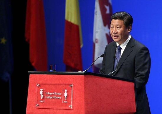2014年4月1日,国家主席习近平在比利时布鲁日欧洲学院发表重要演讲。新华社记者 庞兴雷 摄