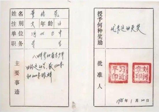 图为1985年1月,时任正定县委书记的习近平为参赛运动员颁发的“优秀运动员奖”证书。