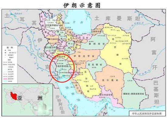  红圈处为胡齐斯坦省