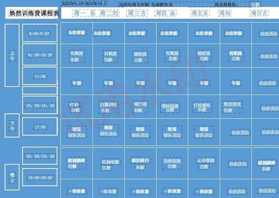 　训练营课程表（受访者供图）
