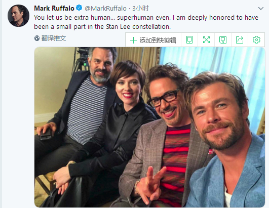  马克·鲁法洛推特截图