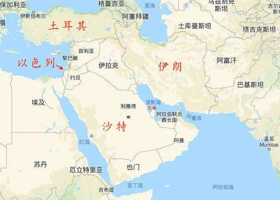  中东地区地图（图源：网络）