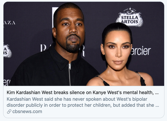  卡戴珊公开谈论坎耶·维斯特的心理问题。/CBS报道截图