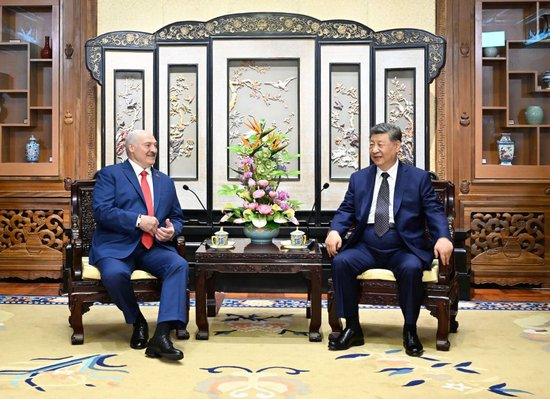 6月29日上午，国家主席习近平在北京钓鱼台国宾馆会见白俄罗斯总统卢卡申科。新华社记者 申宏 摄