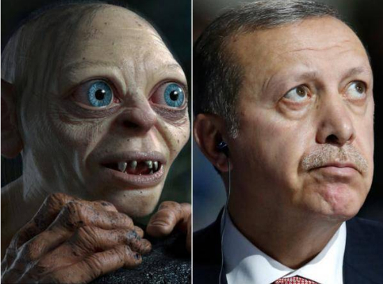  ·咕噜（左）与埃尔多安对比图