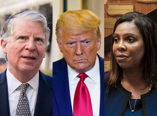 ·纽约州总检察长莱蒂蒂亚·詹姆斯（右）和小万斯（左）联手，希望“扳倒”特朗普。