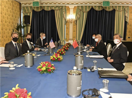 王毅与布林肯会谈 &nbsp;图：外交部网站