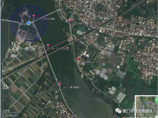 石春梅轻生前的路径 图据厦门曙光救援队