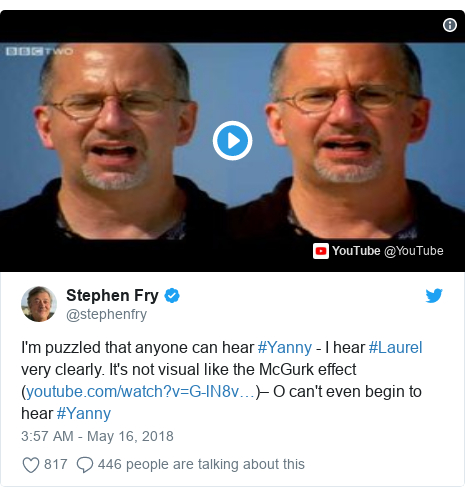 “油炸叔”斯蒂芬·弗雷表示自己听到的是laurel