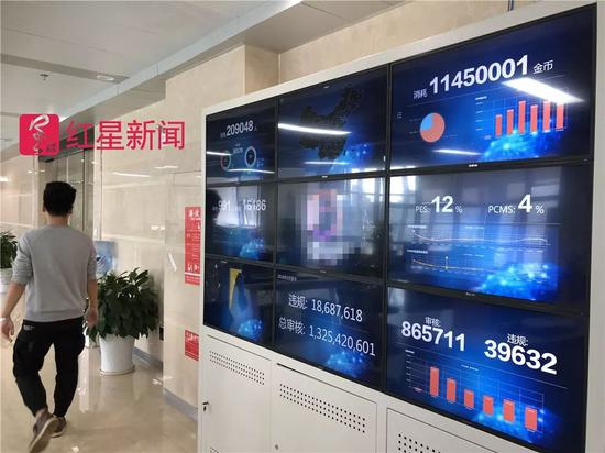 ▲一家实时语音社交平台的涉黄涉暴内容监控屏。