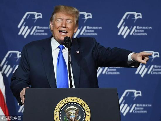  特朗普出席共和党和犹太联盟的年度领导会议 图片@视觉中国