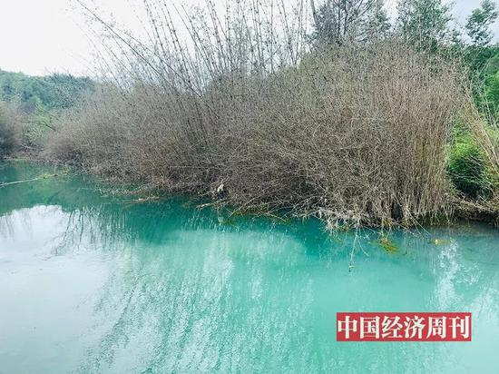 黄沙乡稀土尾水处理厂，未经处理的稀土矿尾水（ 《中国经济周刊》记者李永华| 摄）